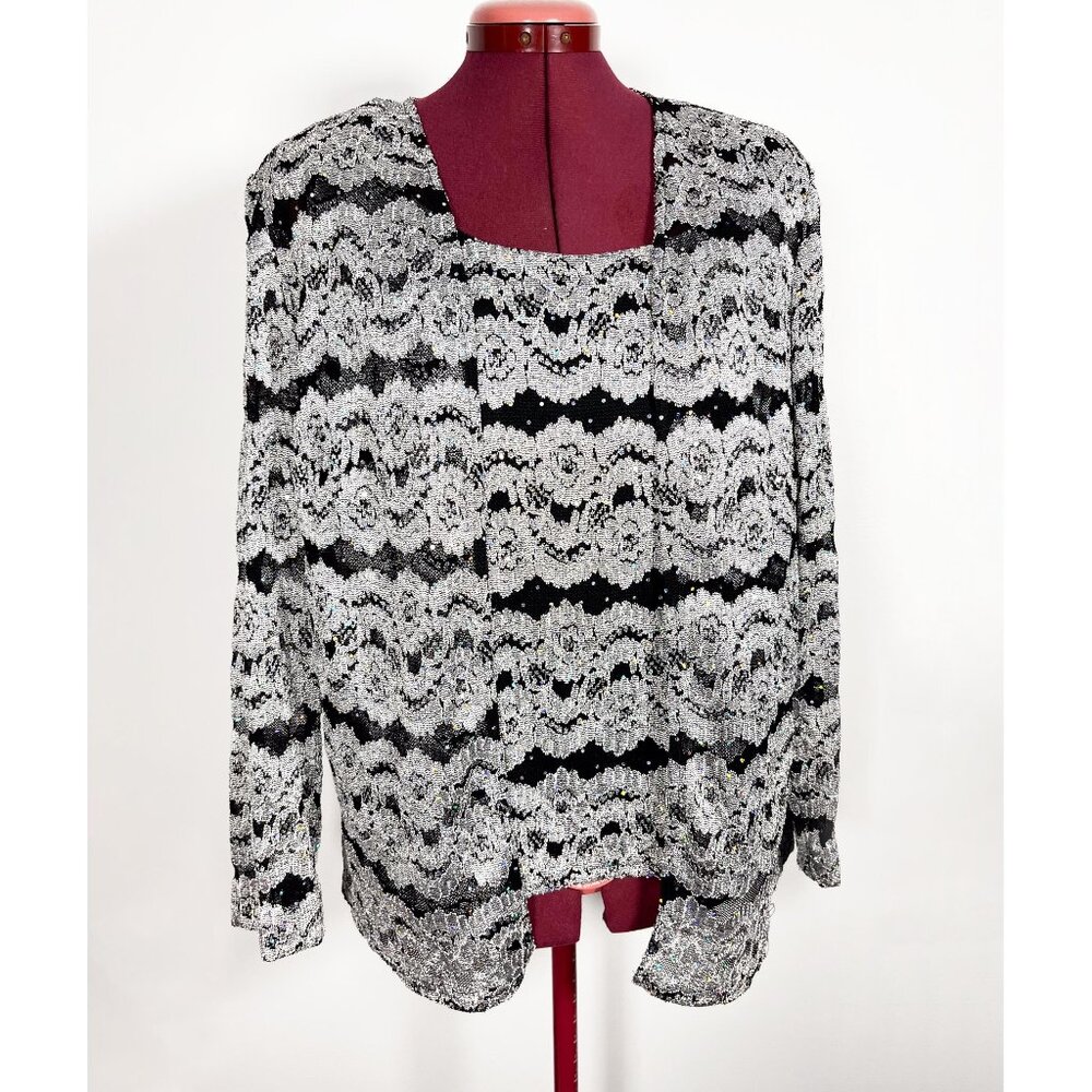 Vintage sparkly lacy 90s cardigan and tank set